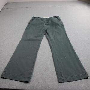 Paper Boy Pants Woman 12 Green Chino Wide Leg Anthro Pockets Low Rise READ Y2K